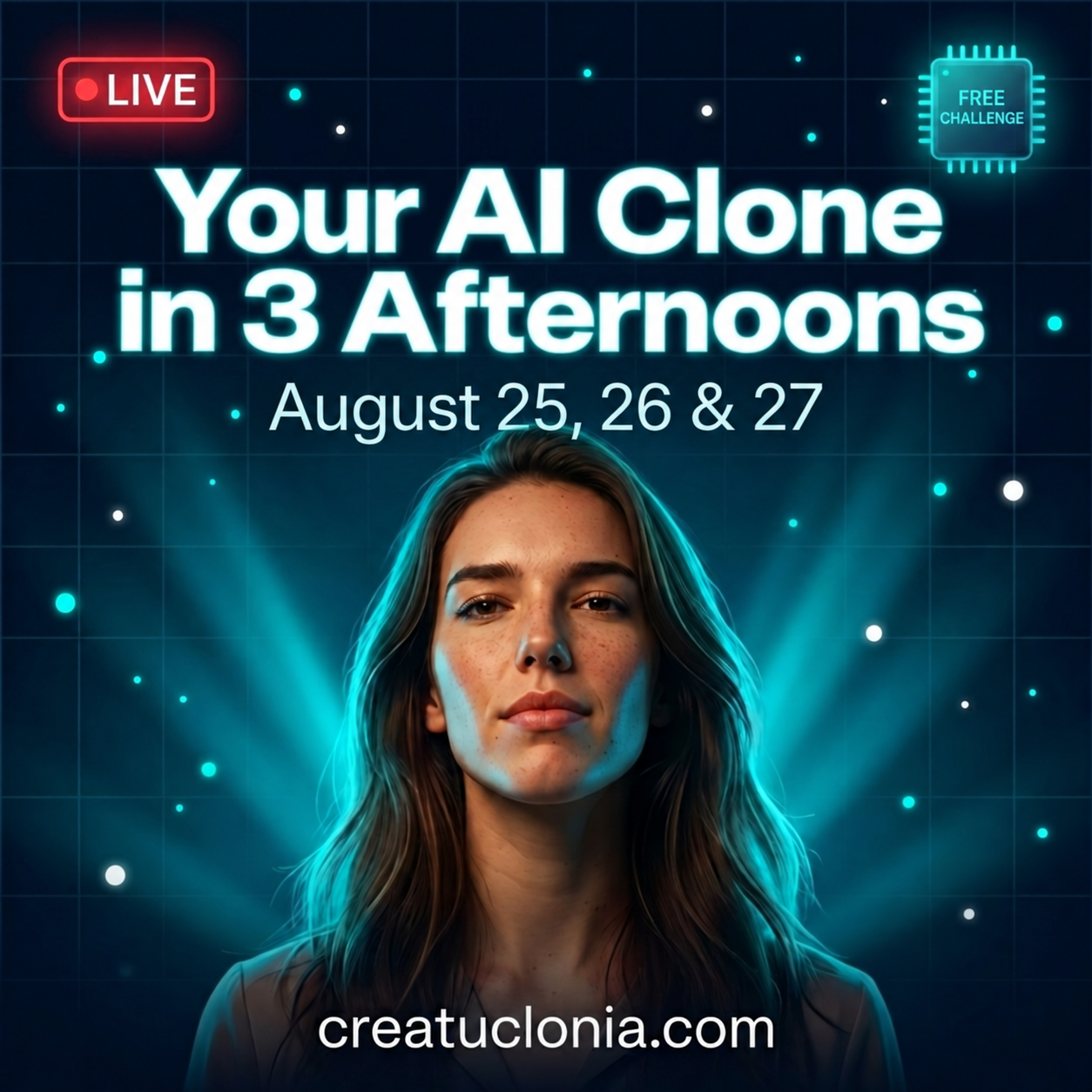 Create your AI clone poster — August 2026 campaign — English