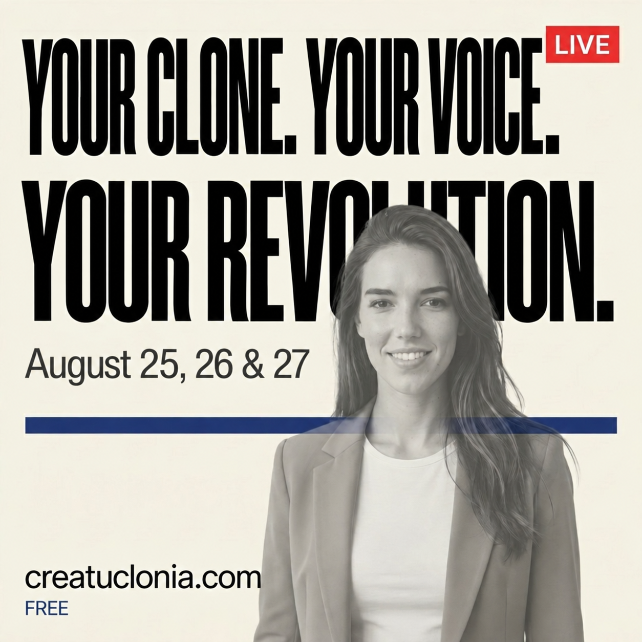 Create your AI clone poster — August 2026 campaign — English